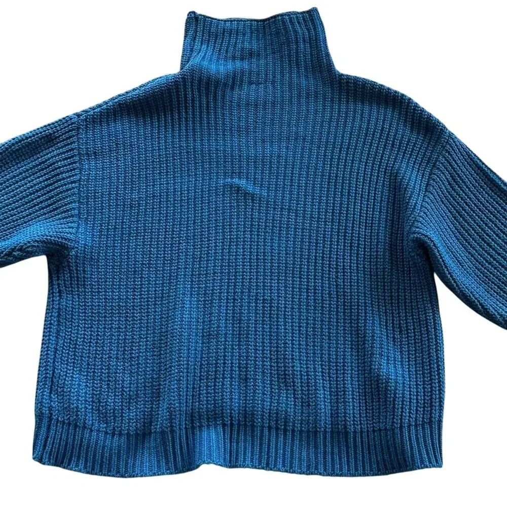 Free People Chunky Knit Blue Sweater Small
